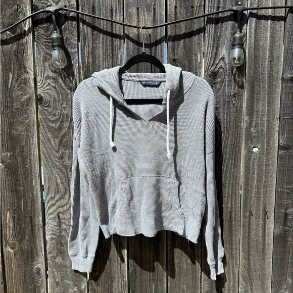 Abercrombie light grey waffle knit lightweight relaxed fit hoodie sweatshirt sm - Picture 1 of 10